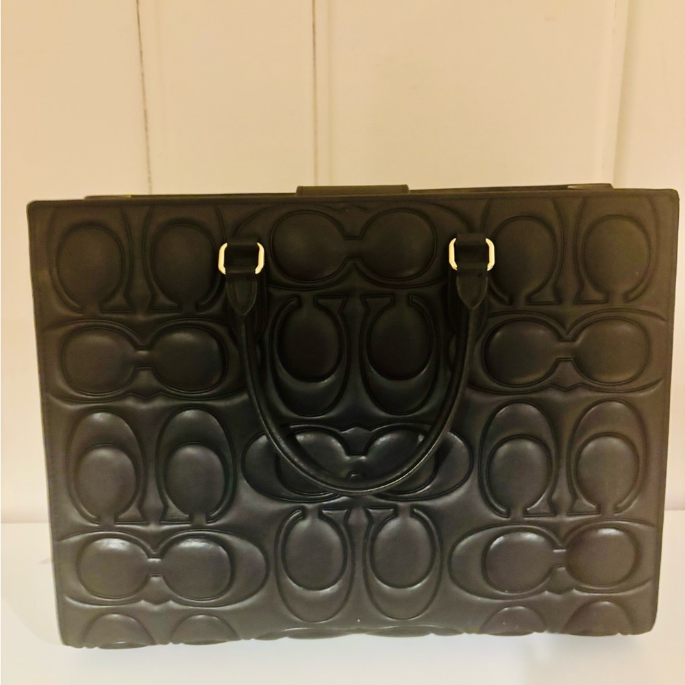 Coach Maggie Large Black Embossed Tote CY672 - Picture 3 of 4